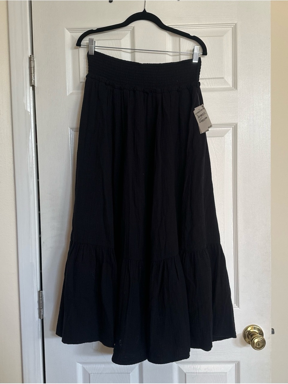 bp Black Tiered Maxi Skirt with Smocked Waistband